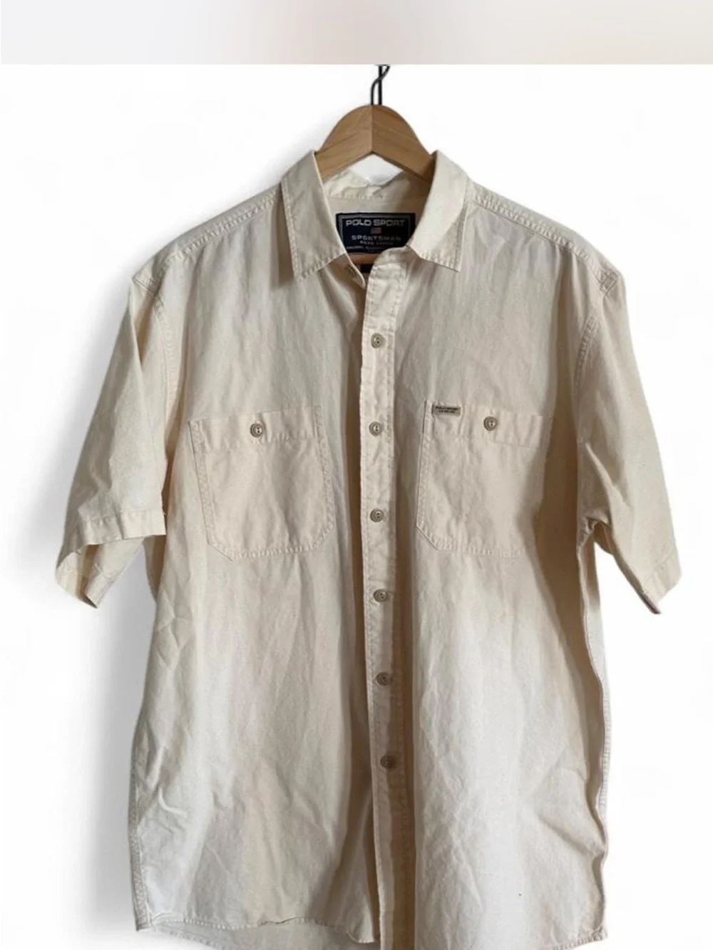 Polo Sport Sportsman Ralph Lauren Utility Safari Shirt Ivory Cotton Large